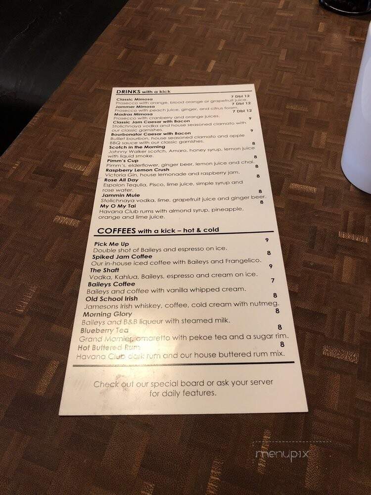 Jam Cafe - Victoria, BC menu_pic