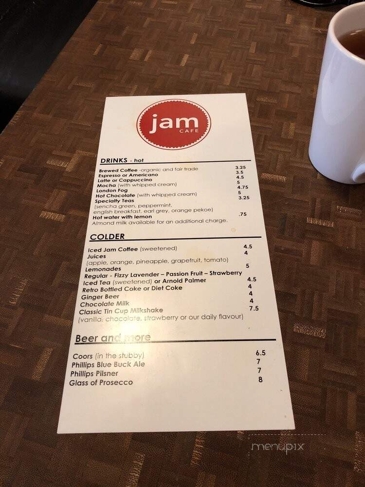 Jam Cafe - Victoria, BC menu_pic