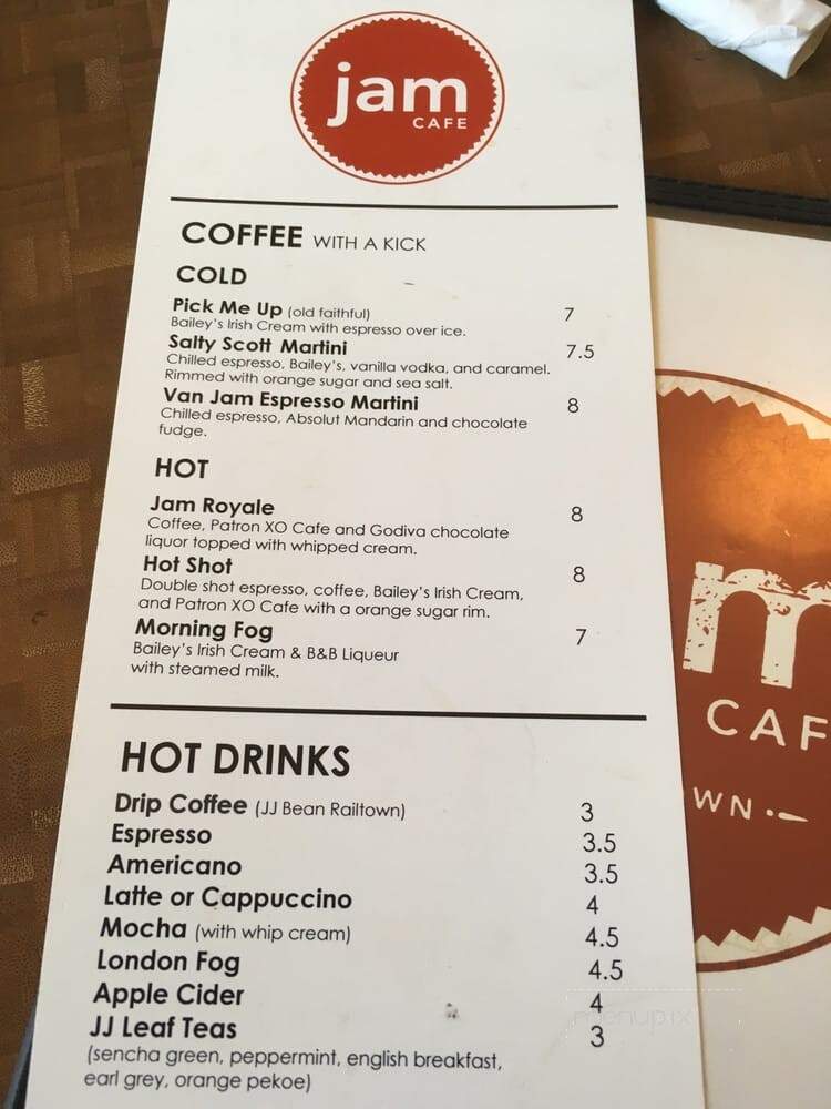Jam Cafe - Victoria, BC menu_pic