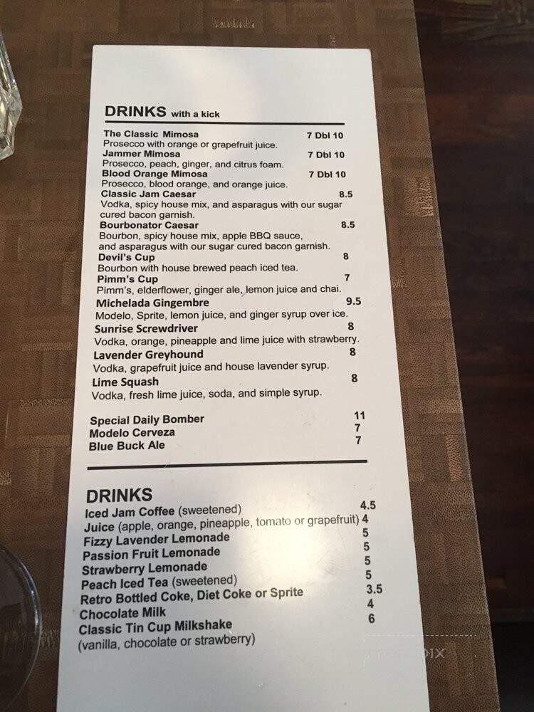 Jam Cafe - Victoria, BC menu_pic