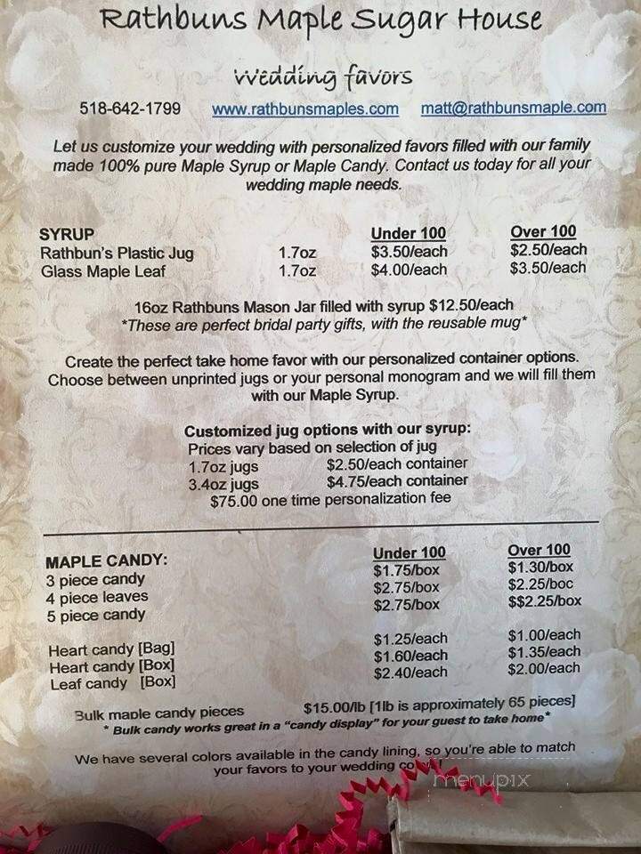 Rathbun's Maple Sugar House - Whitehall, NY menu_pic
