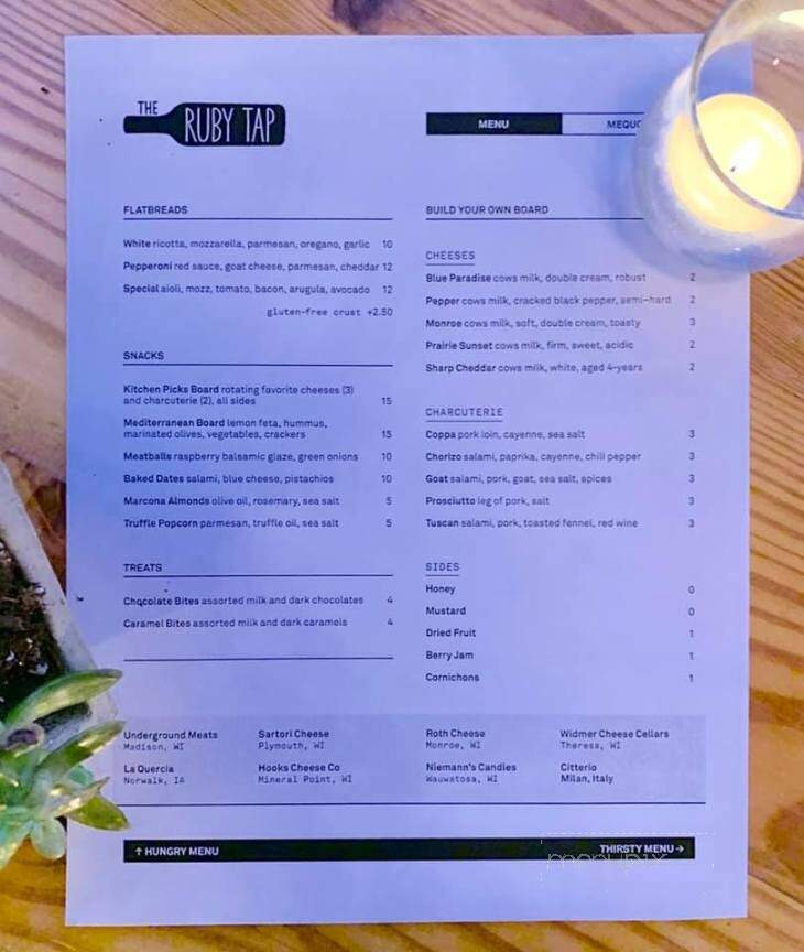 The Ruby Tap - Mequon, WI menu_pic