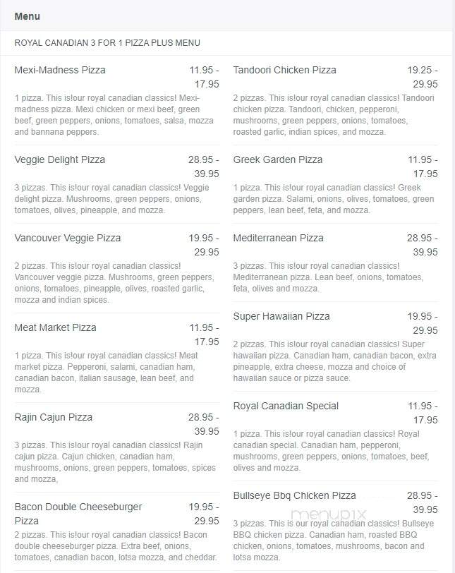 Royal Canadian 3 For 1 Pizza Plus - Port Alberni, BC