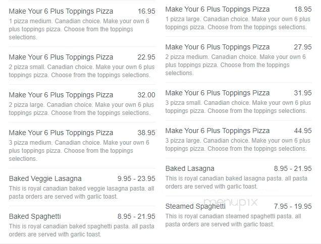 Royal Canadian 3 For 1 Pizza Plus - Port Alberni, BC menu_pic