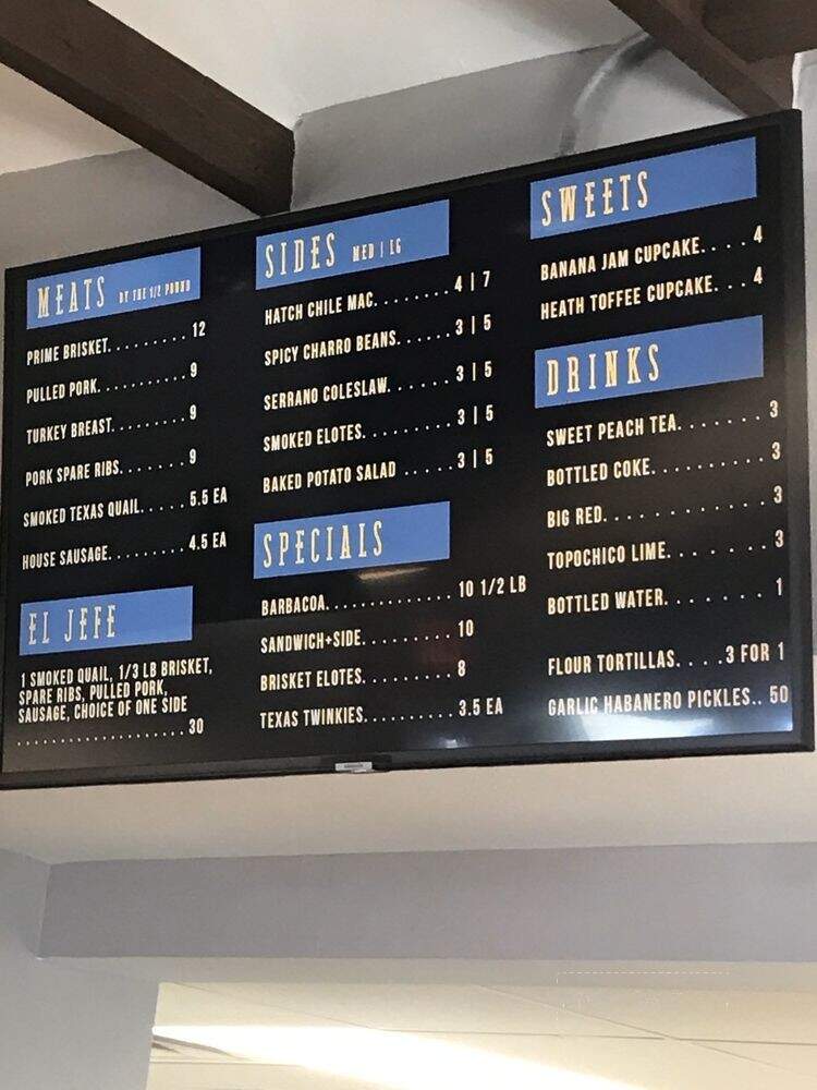 Hurtado Barbecue - Arlington, TX menu_pic