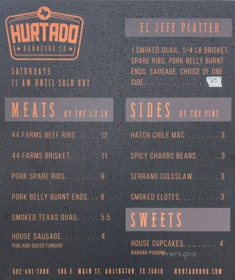 Hurtado Barbecue - Arlington, TX menu_pic