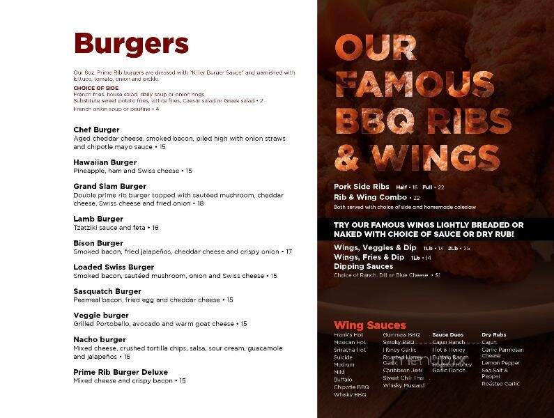 One Eyed Jack Pub & Grill - Oshawa, ON menu_pic