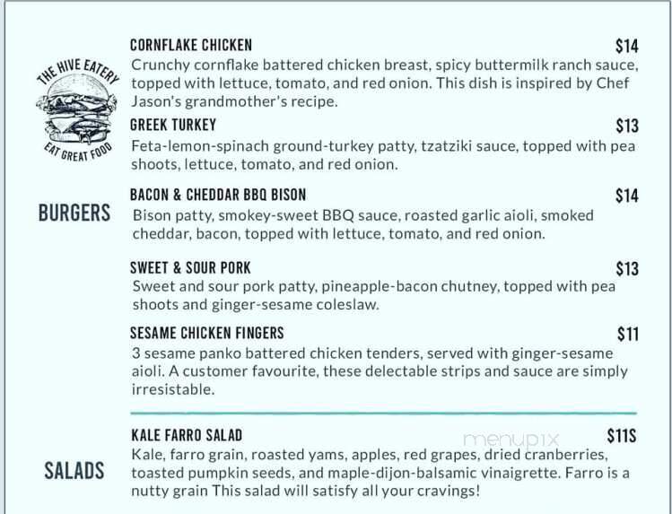 The Hive Eatery - Victoria, BC menu_pic