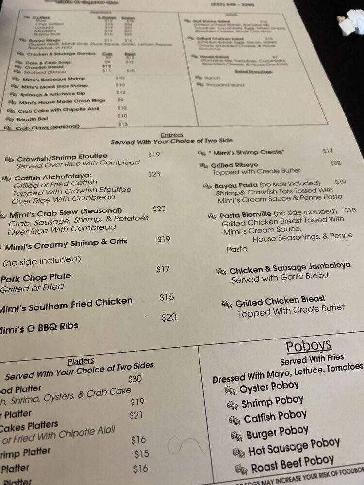 Mimi's New Orleans Cafe & Oyster Bar - Richmond, TX menu_pic