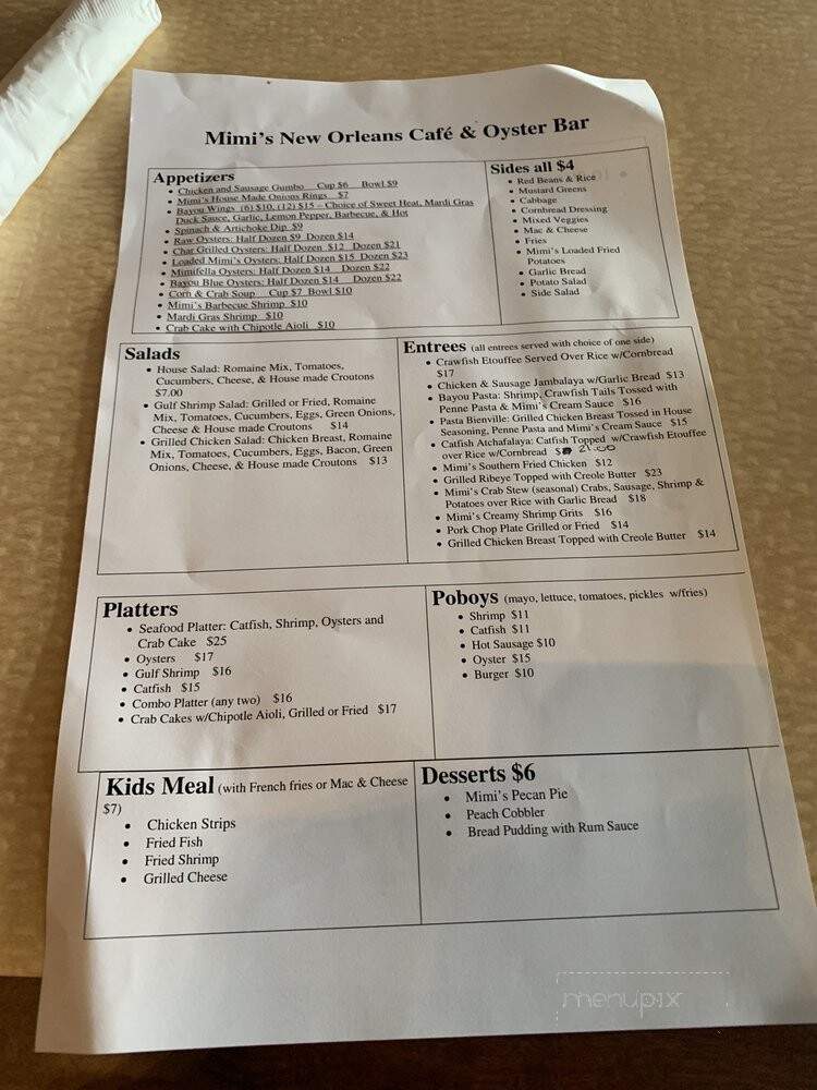Mimi's New Orleans Cafe & Oyster Bar - Richmond, TX menu_pic