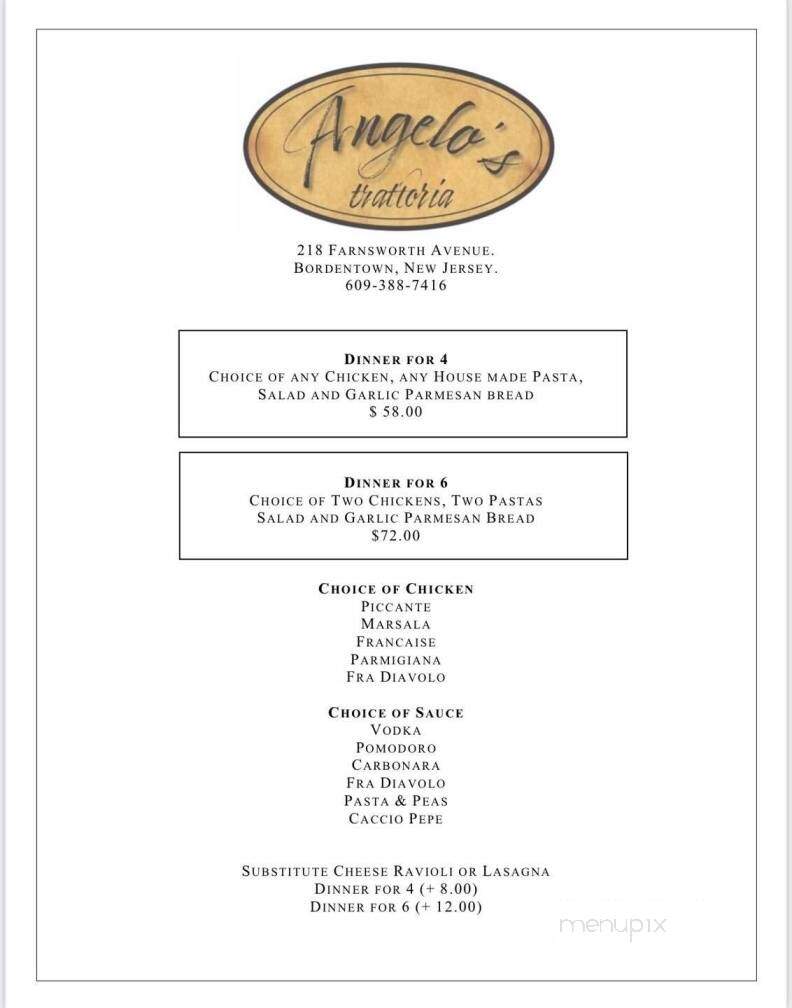 Angelo's Trattoria - Bordentown, NJ menu_pic