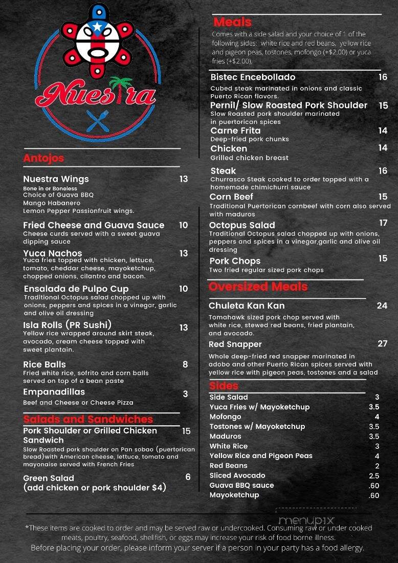 Nuestra - Worcester, MA menu_pic