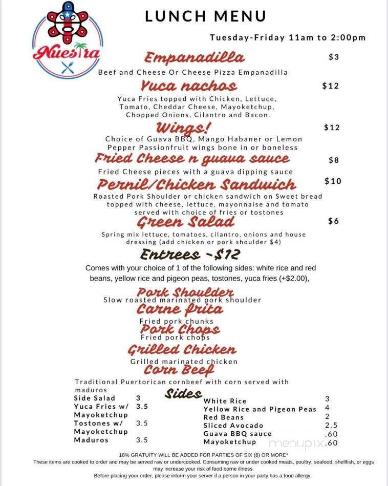 Nuestra - Worcester, MA menu_pic
