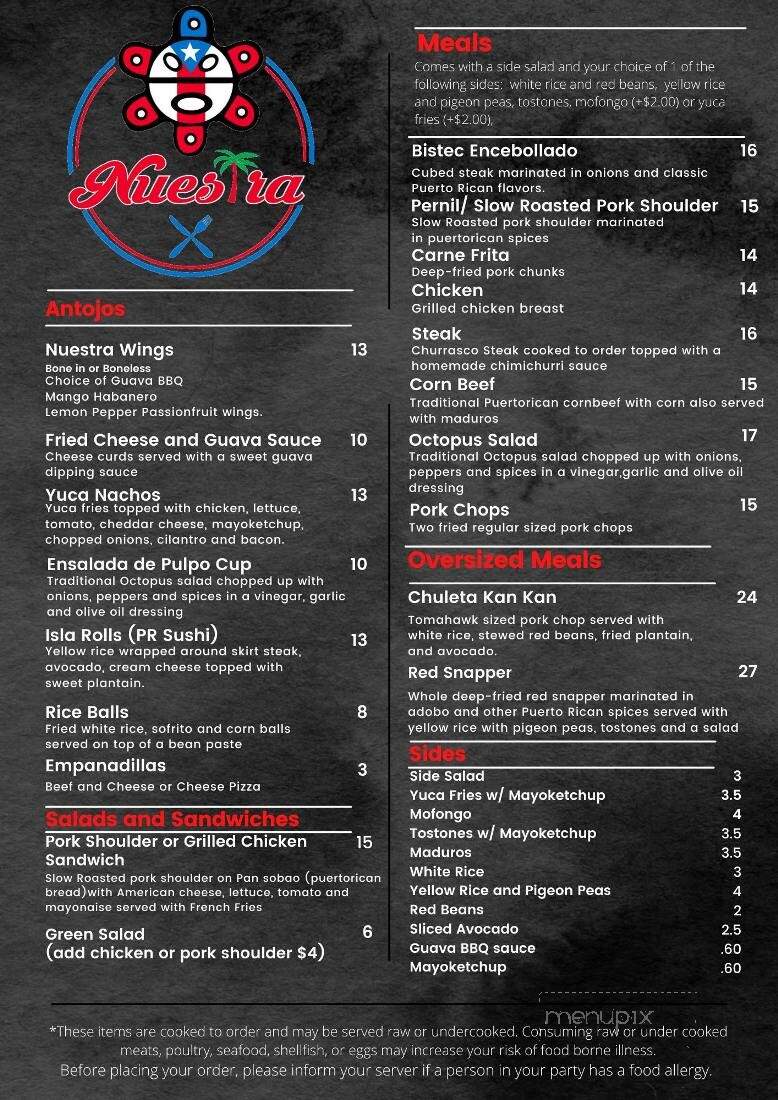 Nuestra - Worcester, MA menu_pic
