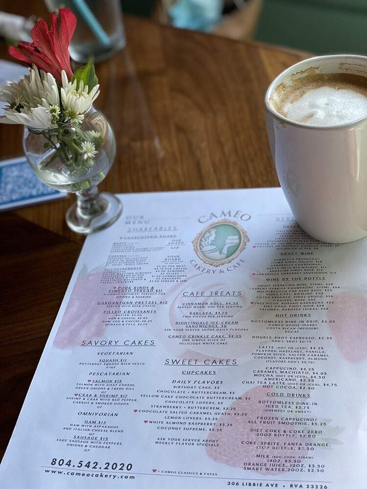 Cameo Cakery and Cafe - Richmond, VA menu_pic