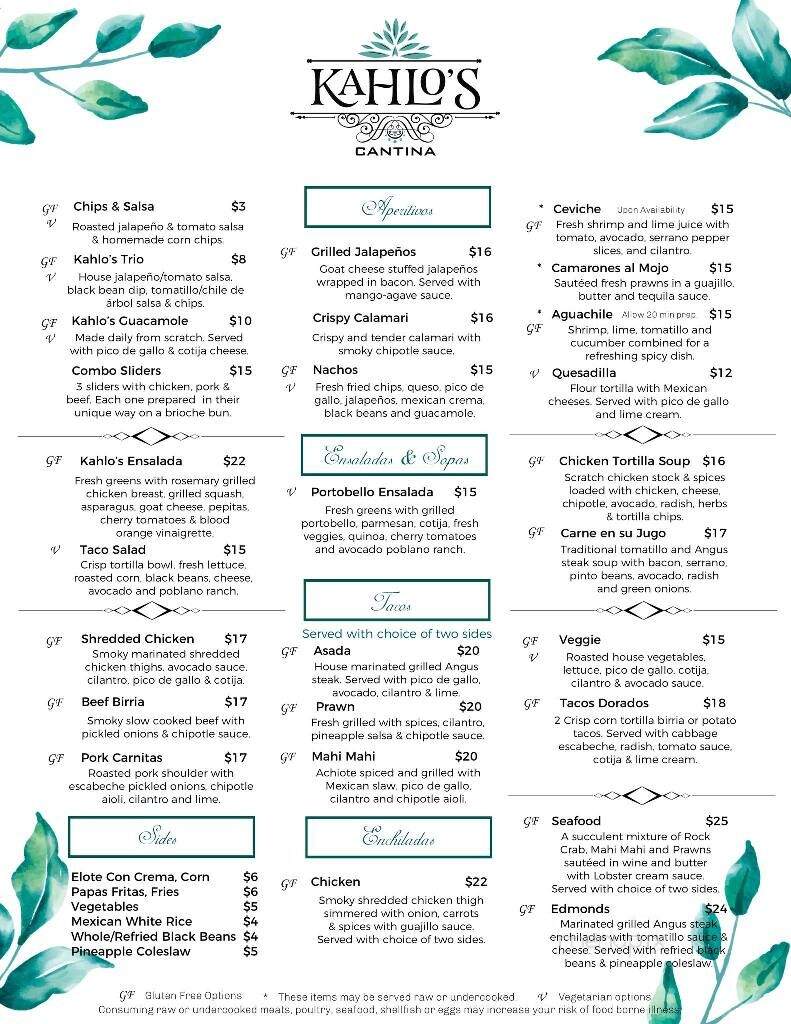 Kahlo's Cantina - Edmonds, WA menu_pic