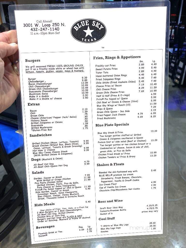 Blue Sky Texas - Midland, TX menu_pic