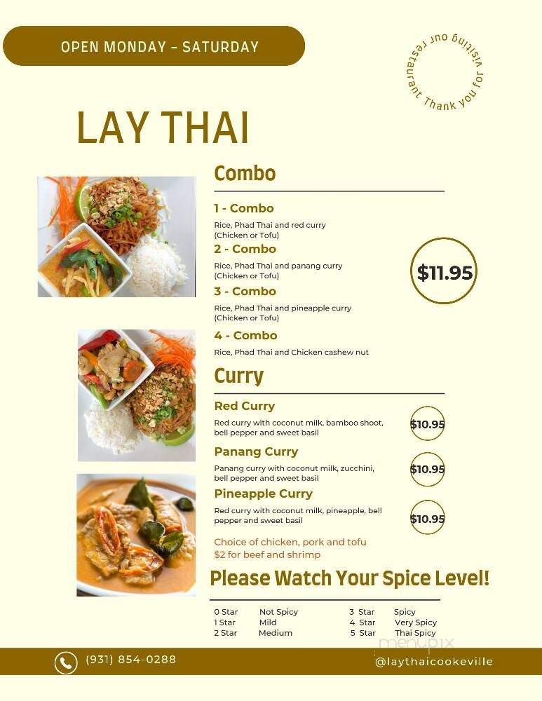 Lay Thai - Cookeville, TN menu_pic