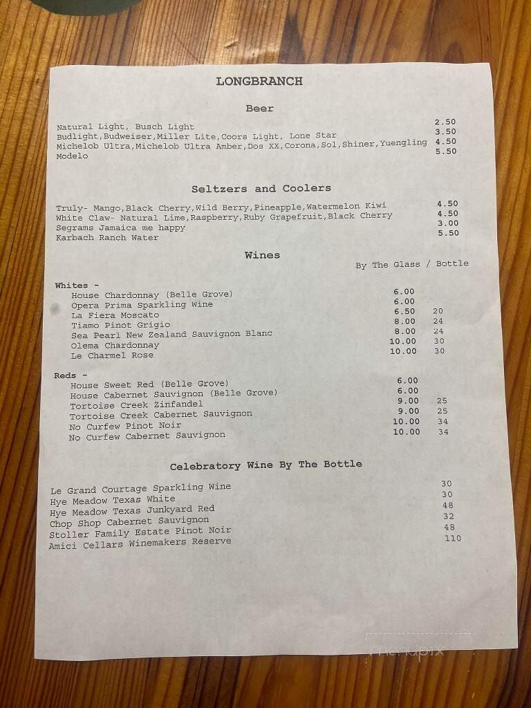 Long Branch Steakhouse - Livingston, TX menu_pic