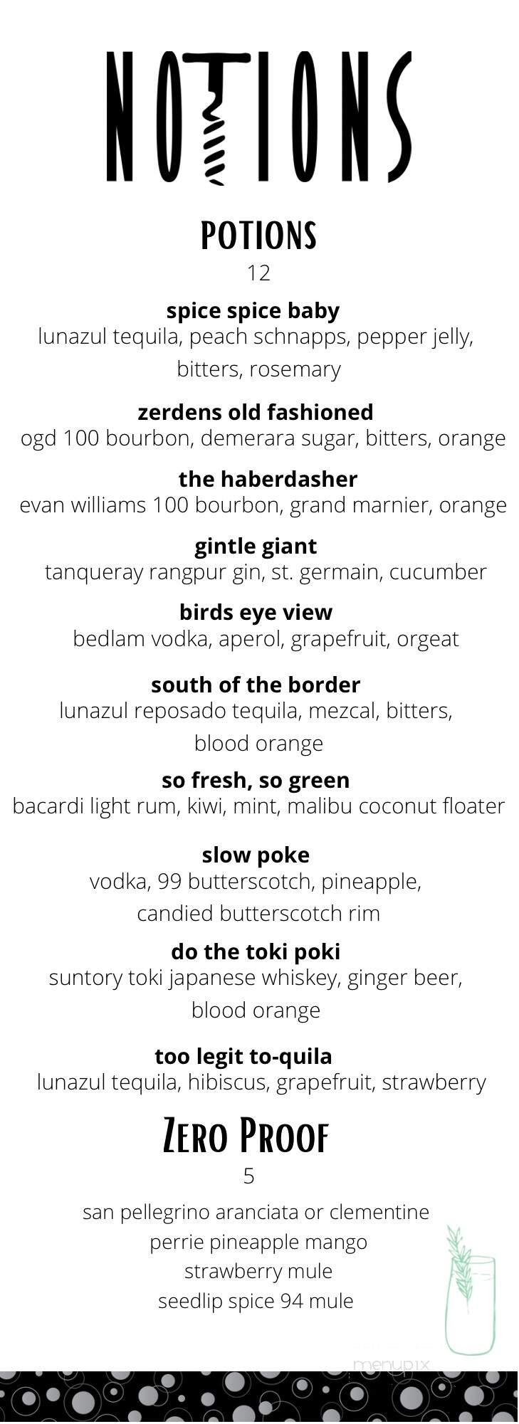 Notions - Hickory, NC menu_pic