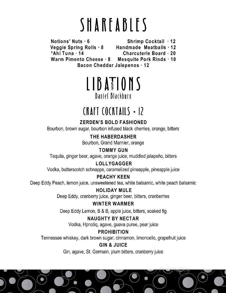 Notions - Hickory, NC menu_pic