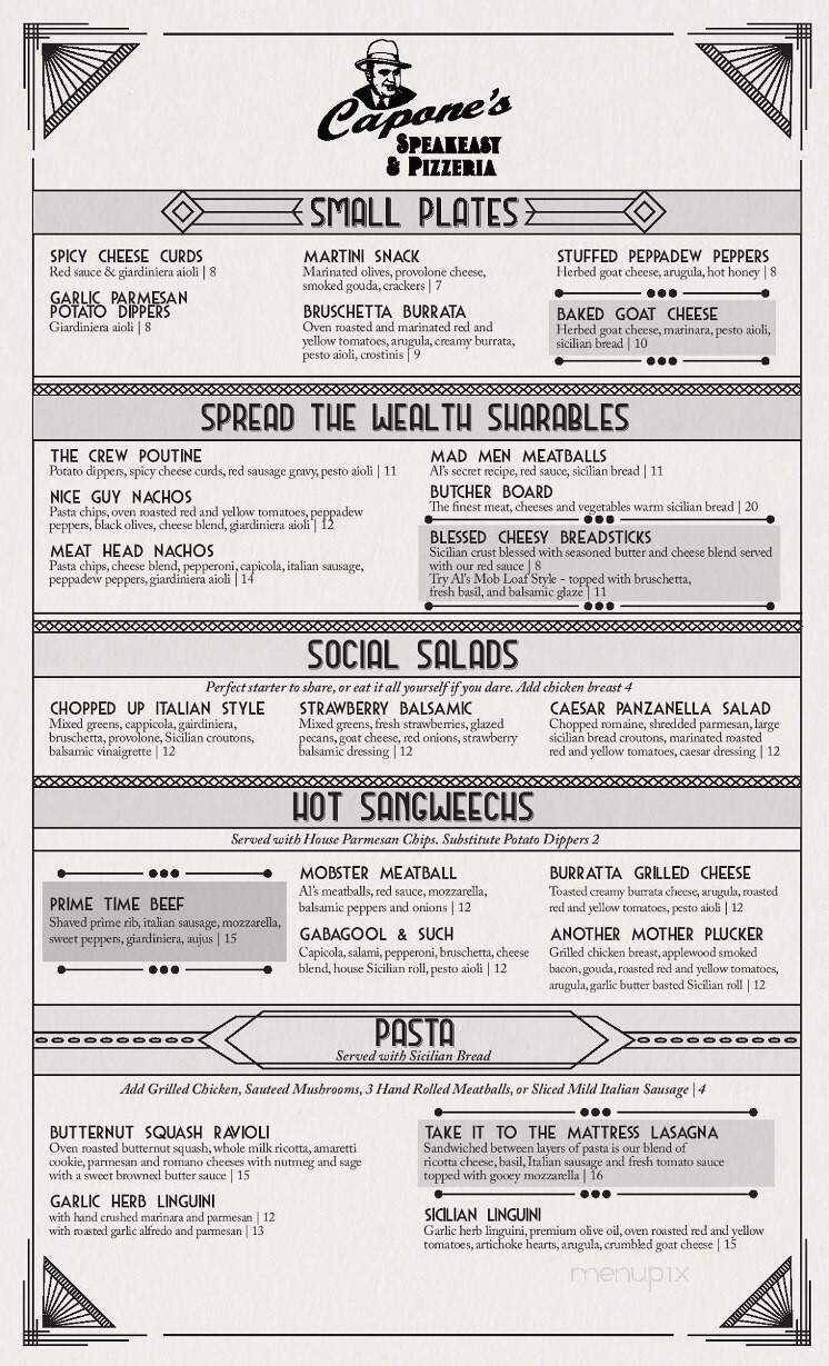 Capone's Speakeasy & Pizzeria - Muskegon, MI menu_pic