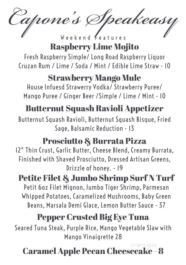 Capone's Speakeasy & Pizzeria - Muskegon, MI menu_pic