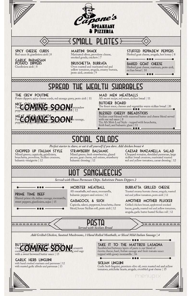 Capone's Speakeasy & Pizzeria - Muskegon, MI menu_pic