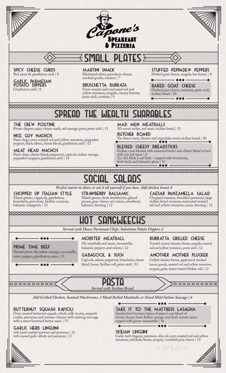 Capone's Speakeasy & Pizzeria - Muskegon, MI menu_pic
