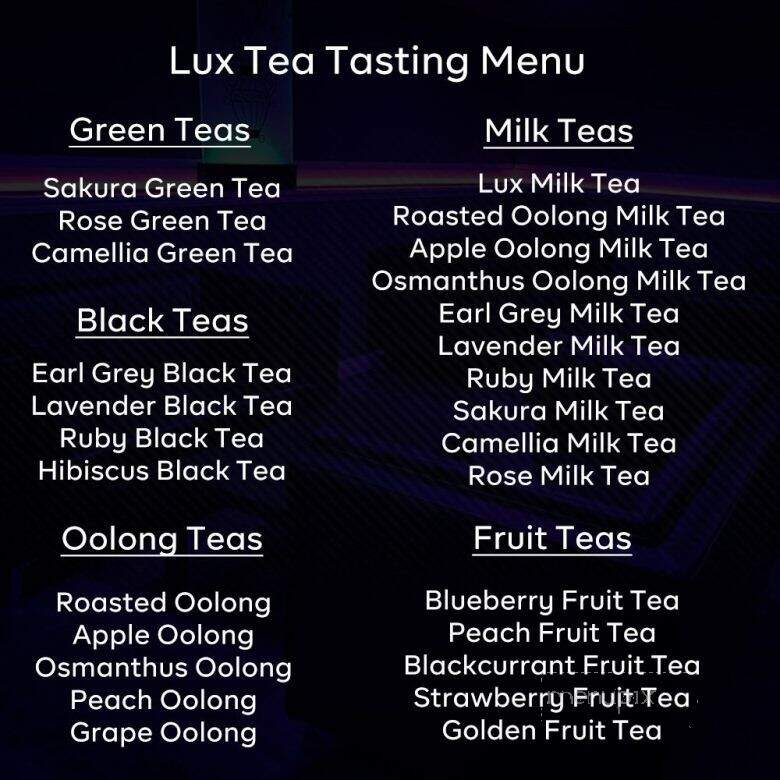 Lux Tea Lounge - San Gabriel, CA menu_pic