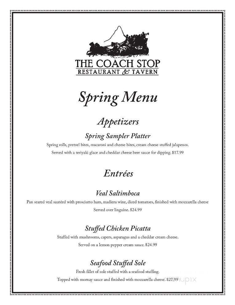 The Coach Stop Restaurant & Tavern - Londonderry, NH menu_pic