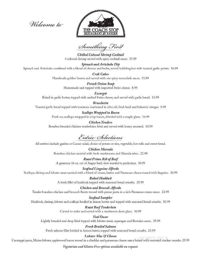 The Coach Stop Restaurant & Tavern - Londonderry, NH menu_pic
