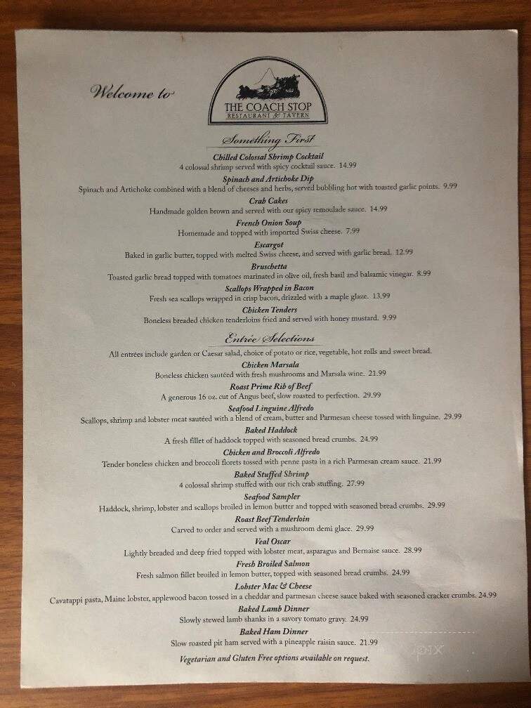 The Coach Stop Restaurant & Tavern - Londonderry, NH menu_pic