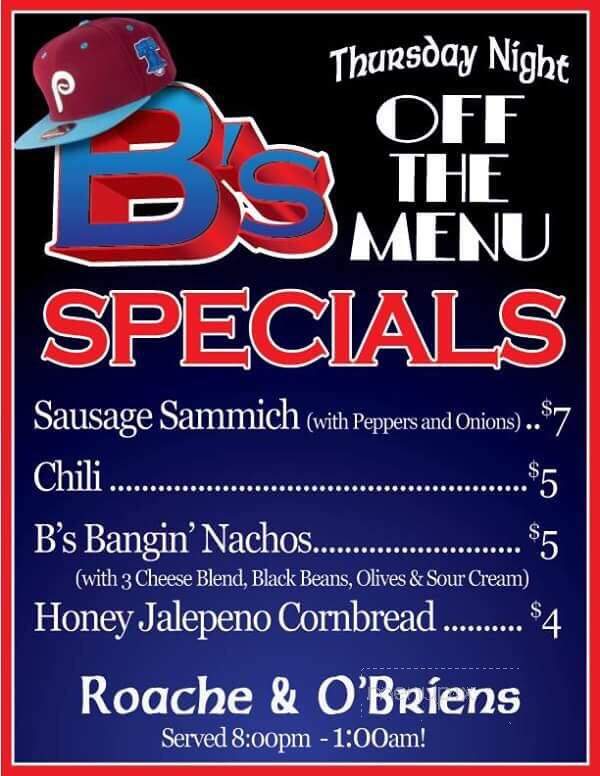 Roach & O'brien - Haverford, PA menu_pic