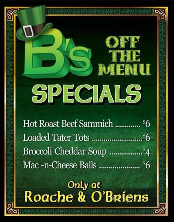 Roach & O'brien - Haverford, PA menu_pic