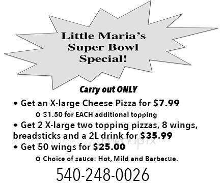 Little Maria's Pizza & Subs - Staunton, VA menu_pic