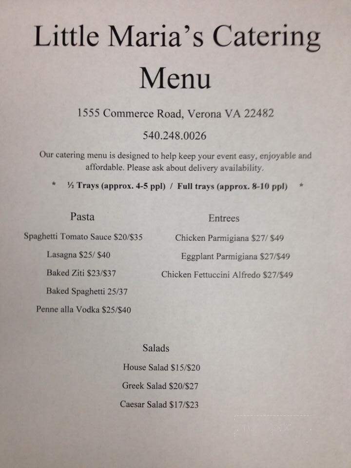 Little Maria's Pizza & Subs - Staunton, VA menu_pic
