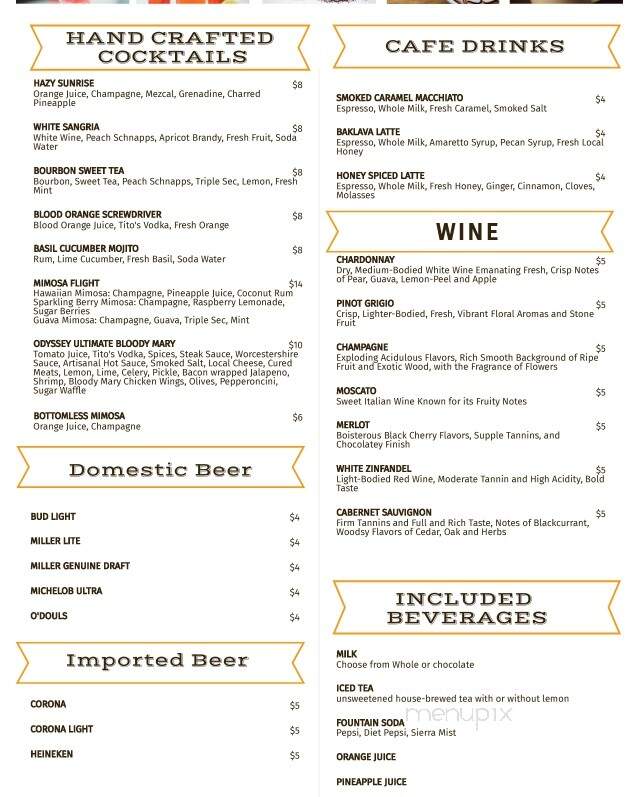 Odyssey Sweet Spot - Tinley Park, IL menu_pic