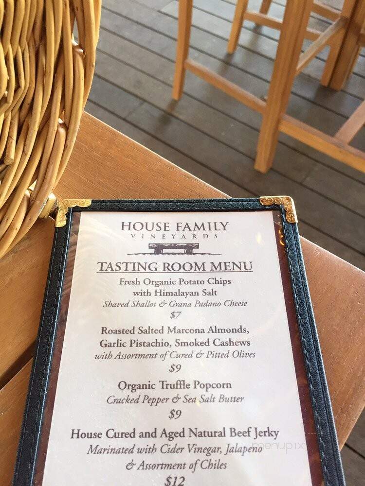House Family Vineyards - Saratoga, CA menu_pic