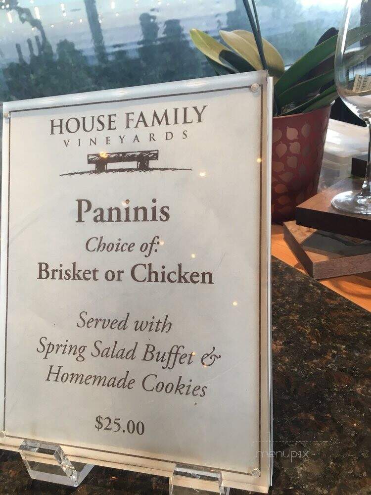 House Family Vineyards - Saratoga, CA menu_pic