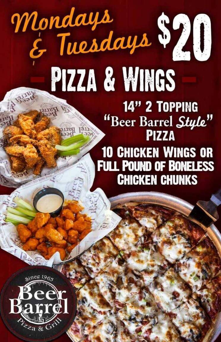 Online Menu of Beer Barrel Pizza, Lima, OH