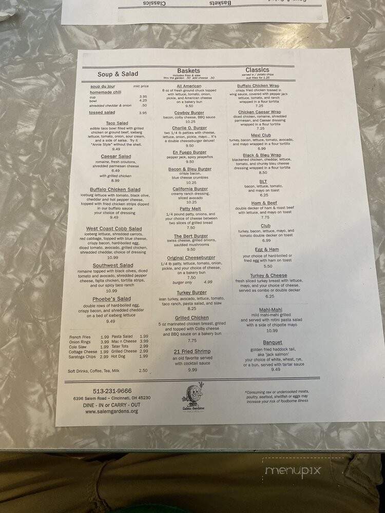 Salem Gardens - Cincinnati, OH menu_pic