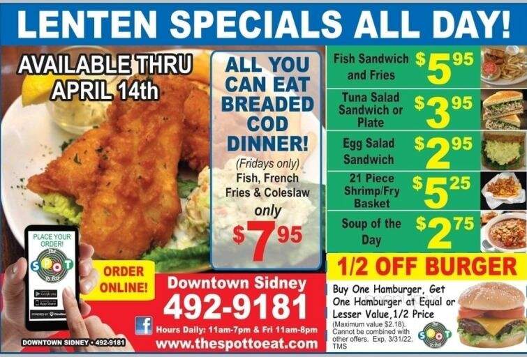 Spot Restaurant - Sidney, OH menu_pic