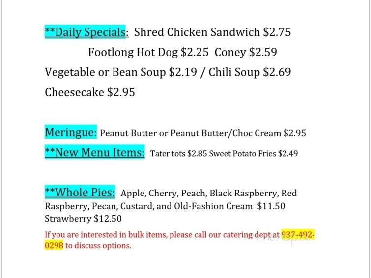 Spot Restaurant - Sidney, OH menu_pic