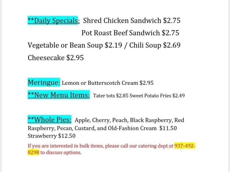 Spot Restaurant - Sidney, OH menu_pic