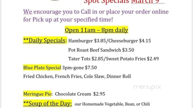 Spot Restaurant - Sidney, OH menu_pic