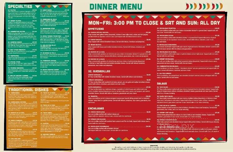 Chavos Mexican Restaurant - Vivian, LA menu_pic