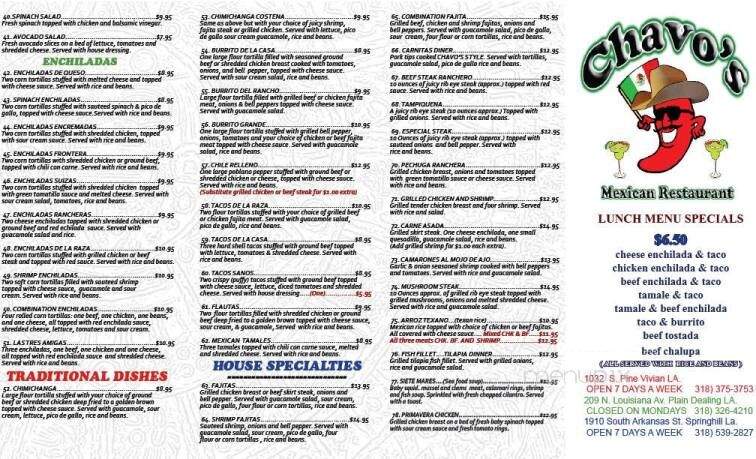 Chavos Mexican Restaurant - Vivian, LA menu_pic