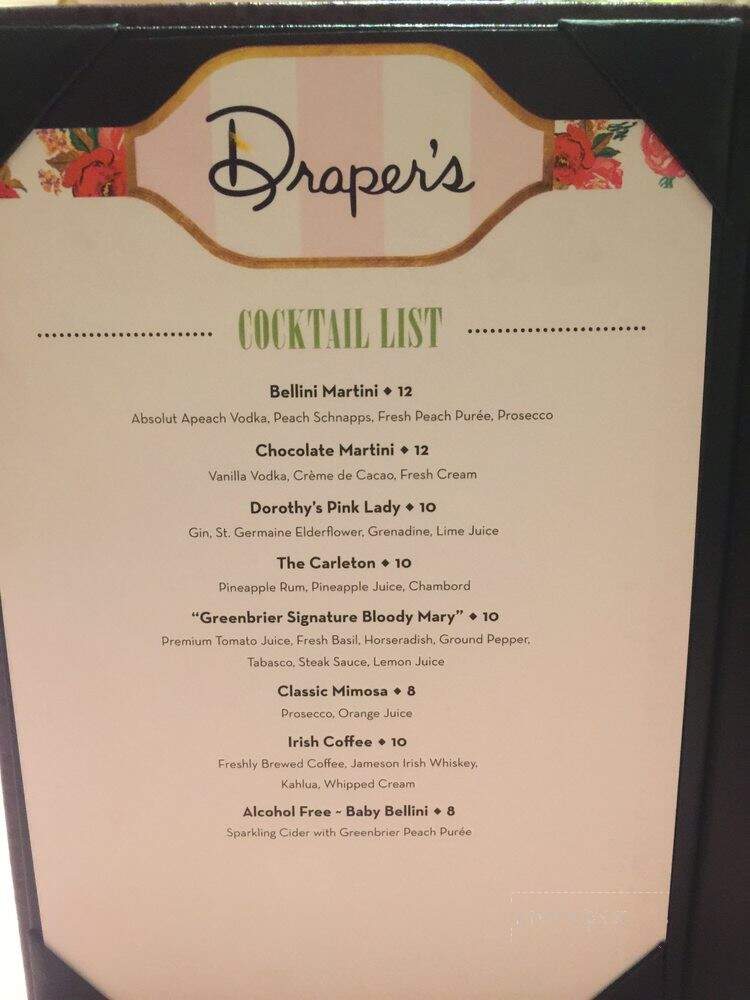 Draper's - White Sulphur Springs, WV menu_pic