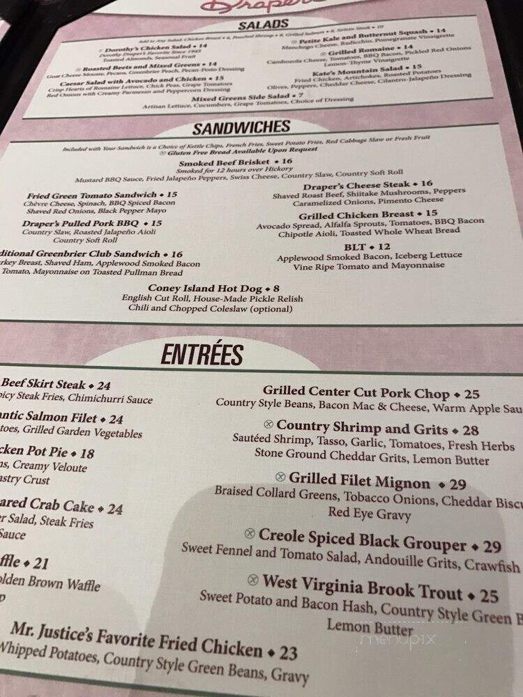 Draper's - White Sulphur Springs, WV menu_pic
